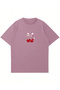Unisex Crew Neck Cherries Printed Oversize T-shirt