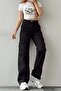 Dora Women's Black High Waist Wide Leg Cargo Jeans Cargo Pocket Jeans - 3