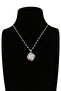 Zircon Embellished Rotating Clover Steel Necklace