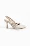 Women's Beige Patent Leather Buckle Detail Classic Heeled Shoes - 3