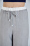 Contrast Belted Linen Blended Trousers - 4
