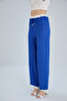Contrast Belted Linen Blended Trousers - 2