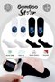 Bamboo Men's Ballerina Black - White Socks Seamless Invisible Anti-Slip Heel Silicone Premium Pack of 4