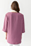 Women's Dried Rose Collar, Bird Eye Detail, Side Slit, Flared Aerobin Loose Cut Tunic - 6