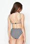 High Waist Triangle Bikini Set 3228 Navy Blue/white - 4