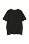 Women's Black Figure Flower Printed Oversize T-shirt - 2