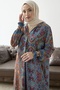 Judge Collar Ethnic Pattern Viscose Dress - Blue - 3