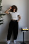 Women's Black Linen Harem Pants - 6
