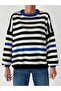 Women's Bagel Collar Double Color Striped Sweater - 4