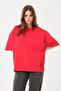 Unisex Red Crew Neck Printed Oversize T-shirt - 2