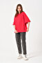 Unisex Red Crew Neck Printed Oversize T-shirt