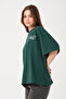 Unisex Dark Green Crew Neck Printed Oversize T-shirt - 5