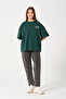 Unisex Dark Green Crew Neck Printed Oversize T-shirt