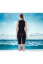 Striped Swimsuit with Zippered Plain Shorts - 6