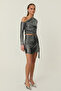 Glitter Shorts Skirt with Tie Detail Silver - 4