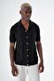 Men's Print Short Sleeve Regular Fit Knitwear Shirt Black 24s267 - 5
