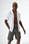 Men's Pattern Short Sleeve Regular Fit Knitwear Shirt White 24s267 - 3