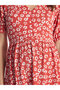 Printed V Neck Floral Short Sleeve Krinkle Maternity Dress - 4