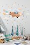 Curious Pilot Elephant with Balloons, Airplane and Clouds Children's Room Wall Sticker Set 0
