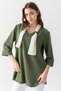 Women's Green Collar, Bird Eye Detailed Side Slit and Flare Aerobin Loose Cut Tunic
