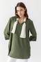 Women's Green Collar, Bird Eye Detailed Side Slit and Flare Aerobin Loose Cut Tunic - 8