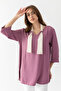 Women's Dried Rose Collar, Bird Eye Detail, Side Slit, Flared Aerobin Loose Cut Tunic - 8