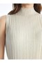 Lcwaikiki Classic Gold Stand Collar Sim Detailed Women's Knitwear Dress (S4) - 3