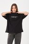 Unisex Black Crew Neck Printed Oversize T-shirt - 2