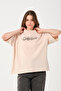 Unisex Beige Crew Neck Printed Oversize T-shirt - 2