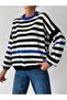 Women's Bagel Collar Double Color Striped Sweater