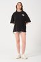 Unisex Black Crew Neck Oversize T-shirt with Owut Print Detail