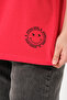 Unisex Red Crew Neck Printed Oversize T-shirt - 8