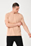 Men's Beige Crew Neck Slim Fit T-shirt - 3