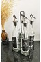 Quadruple Black Metal Stand Oil Sauce Bottle Stand 375 Ml Bottle with Label - Black