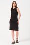 Women's Black Short Gather Detailed Sleeveless Dress - 5