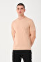 Men's Beige Crew Neck Slim Fit T-shirt - 2