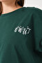 Unisex Dark Green Crew Neck Printed Oversize T-shirt - 8