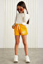 LAINEY-GRM24041 100% cotton 3 thread printed shorts for girls Safran Yellow Shorts - 3