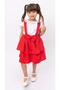 Red Crepe Slopet Dress Set - 2