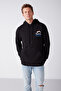 Carter Men's Soft Fabric Hooded Mountain Printed Drawstring Regular Fit Black Sweatshirt - 2