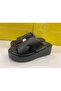 D24YT-2015 Women's Black Leather Slippers - 3