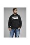Jack&jones Plus Hooded Large Size Black-white Men's Sweatshirt12163777