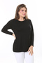 Women's Large Size Black Long Sleeve Blouse with Stone Front and Lace Detail on the Back 65N37803 - 4