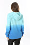 Women's Plus Size Blue Two Thread Glitter and Front Print Detailed Hooded Sweatshirt 65N37162 - 6