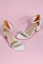 Heeled Large Size Rhinestone Single Band Shoes - 3