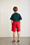 Clıffordgrm24009 Cotton Corded Elastic Waist 2-Piece Red - Navy Blue Shorts - 4