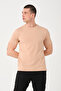 Men's Beige Crew Neck Slim Fit T-shirt - 5
