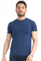 Men's Night Blue Crew Neck Cotton Short Sleeve T-shirt - 2