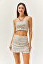 Women's Sequin Embroidered Capped Shorts Skirt 2428-THL - 4