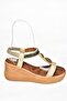 S258136009 Beige Wedge Sole Women's Sandals - 5